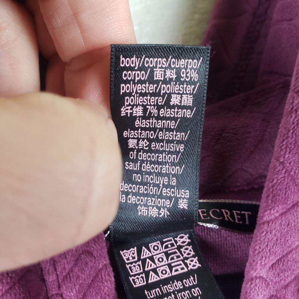 Victoria Secert's Y2k Couture Velvet Velour Burgundy Zip Up Crop Hoodie XXL - Picture 11 of 12